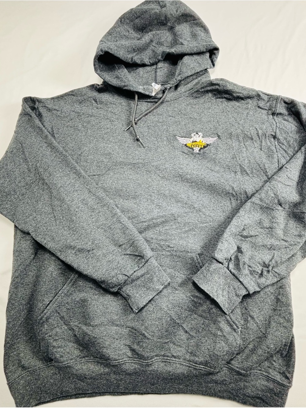 Classic Gray Pullover Hoodie with Winged Logo M537